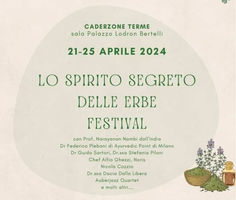 Scopri di più sull'articolo “Lo spirito segreto delle erbe” Festival – 21/25 Aprile 2024 – Sala Bertelli, Borgo della Salute, Caderzone Terme